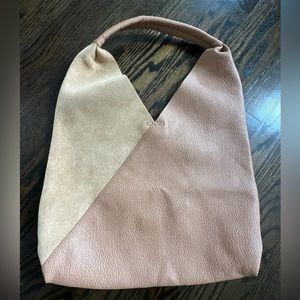 NWOT ANTHROPOLOGIE SHIRALEAH ARDEN TAN VEGAN LEATHER SUEDE HOBO SHOULDER BAG